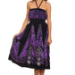 Sakkas Jaya Sleeveless Adjustable Tea Length Tube Top Embroidered Tie Dye Dress
