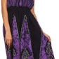 Sakkas Jaya Sleeveless Adjustable Tea Length Tube Top Embroidered Tie Dye Dress