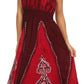 Sakkas Jaya Sleeveless Adjustable Tea Length Tube Top Embroidered Tie Dye Dress