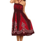 Sakkas Jaya Sleeveless Adjustable Tea Length Tube Top Embroidered Tie Dye Dress