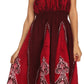Sakkas Jaya Sleeveless Adjustable Tea Length Tube Top Embroidered Tie Dye Dress