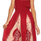 Sakkas Jaya Sleeveless Adjustable Tea Length Tube Top Embroidered Tie Dye Dress