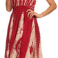 Sakkas Jaya Sleeveless Adjustable Tea Length Tube Top Embroidered Tie Dye Dress