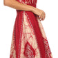 Sakkas Jaya Sleeveless Adjustable Tea Length Tube Top Embroidered Tie Dye Dress