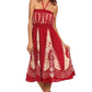 Sakkas Jaya Sleeveless Adjustable Tea Length Tube Top Embroidered Tie Dye Dress