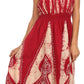 Sakkas Jaya Sleeveless Adjustable Tea Length Tube Top Embroidered Tie Dye Dress
