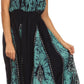Sakkas Jaya Sleeveless Adjustable Tea Length Tube Top Embroidered Tie Dye Dress