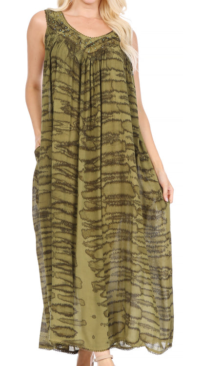 Sakkas Adele Sequin Embroidered Scoop Neck Sleeveless Dress / Cover Up