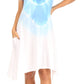 Sakkas Lilla Women's Casual Tie Dye Midi Boho Loose Short Sleeve Knit Dress Pocket