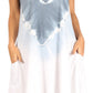 Sakkas Lilla Women's Casual Tie Dye Midi Boho Loose Short Sleeve Knit Dress Pocket