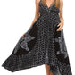 Sakkas Shana Batik Embroidered Handkerchief Hem Adjustable Halter Dress