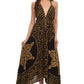 Sakkas Shana Batik Embroidered Handkerchief Hem Adjustable Halter Dress