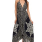 Sakkas Shana Batik Embroidered Handkerchief Hem Adjustable Halter Dress