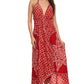 Sakkas Shana Batik Embroidered Handkerchief Hem Adjustable Halter Dress
