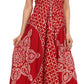 Sakkas Shana Batik Embroidered Handkerchief Hem Adjustable Halter Dress