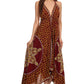 Sakkas Shana Batik Embroidered Handkerchief Hem Adjustable Halter Dress