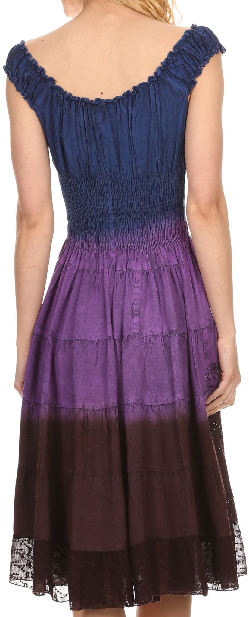 Sakkas Balayga Ombre Tie Dye Batik Adjustable Ruffle Tank Top Sleeveless Dress