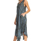 Sakkas Kara Long Draped Sleeveless Marbled Caftan Dress / Cover Up