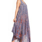 Sakkas Kara Long Draped Sleeveless Marbled Caftan Dress / Cover Up