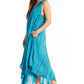Sakkas Kara Long Draped Sleeveless Marbled Caftan Dress / Cover Up