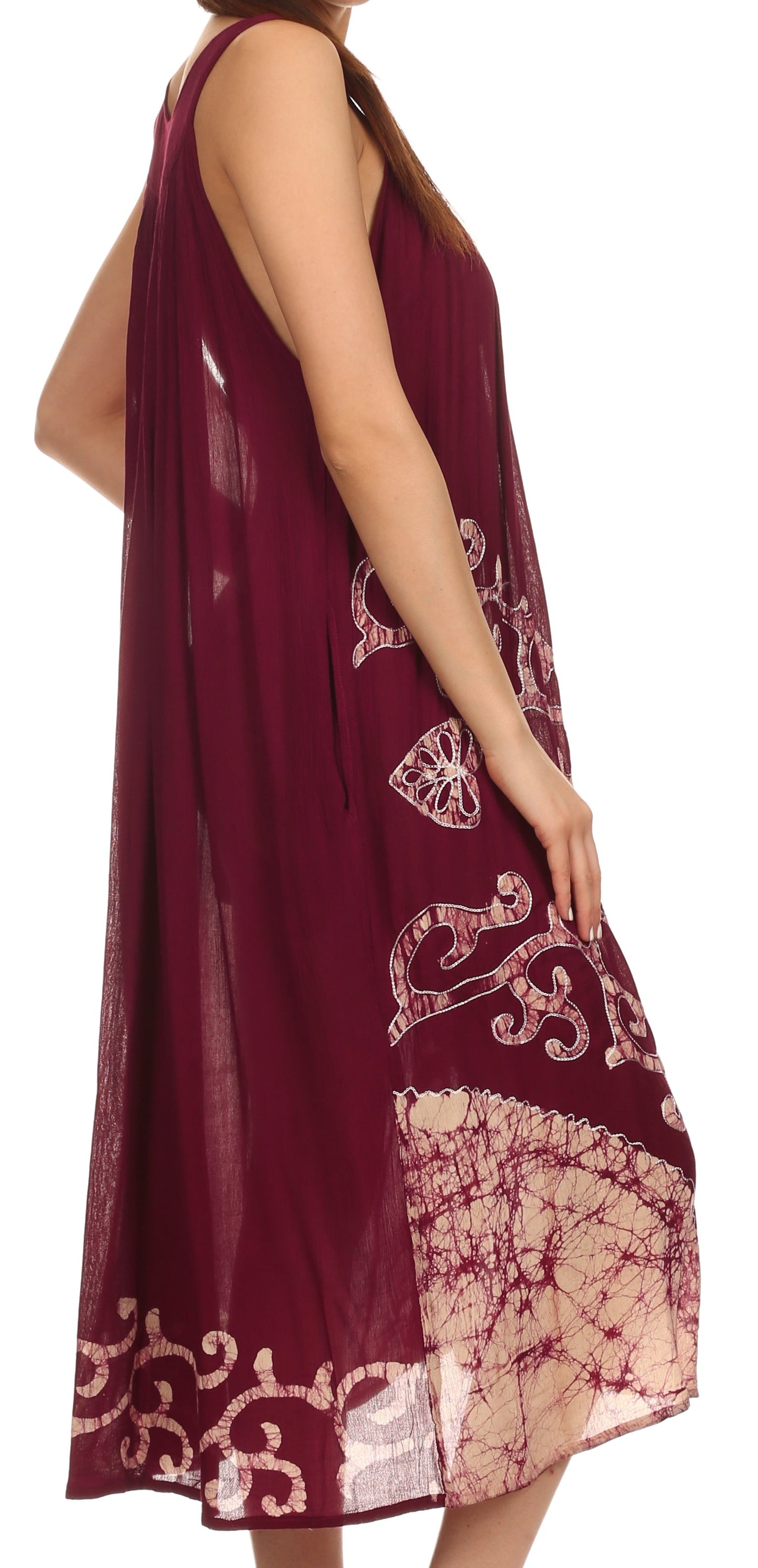 Sakkas Addilyn Embroidered Tank Top Split Neck Dress / Cover Up