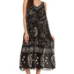 Sakkas Jaelyn Embroidered Tank Top Split Neck Broomstick Dress / Cover Up