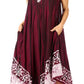 Sakkas Alexis Embroidered Long Sleeveless Floral Caftan Dress / Cover Up