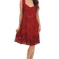 Sakkas Sudha Stonewash Embroidery Mid Length Adjustable dress