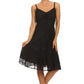Sakkas Lacey Stonewashed Embroidered Silver Threaded Spaghetti Strap Dress