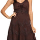 Sakkas Lacey Stonewashed Embroidered Silver Threaded Spaghetti Strap Dress