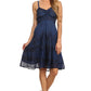 Sakkas Lacey Stonewashed Embroidered Silver Threaded Spaghetti Strap Dress