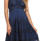 Sakkas Lacey Stonewashed Embroidered Silver Threaded Spaghetti Strap Dress