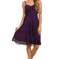 Sakkas Lacey Stonewashed Embroidered Silver Threaded Spaghetti Strap Dress