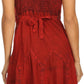 Sakkas Lacey Stonewashed Embroidered Silver Threaded Spaghetti Strap Dress