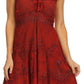 Sakkas Lacey Stonewashed Embroidered Silver Threaded Spaghetti Strap Dress
