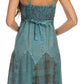 Sakkas Lacey Stonewashed Embroidered Silver Threaded Spaghetti Strap Dress
