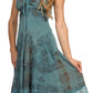 Sakkas Lacey Stonewashed Embroidered Silver Threaded Spaghetti Strap Dress