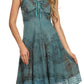 Sakkas Lacey Stonewashed Embroidered Silver Threaded Spaghetti Strap Dress