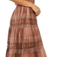 Sakkas Laney Tie Dye Lace Smocked Empire Waist Long Picot Hem Dress