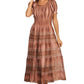 Sakkas Laney Tie Dye Lace Smocked Empire Waist Long Picot Hem Dress