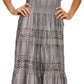 Sakkas Laney Tie Dye Lace Smocked Empire Waist Long Picot Hem Dress