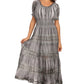 Sakkas Laney Tie Dye Lace Smocked Empire Waist Long Picot Hem Dress