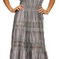 Sakkas Laney Tie Dye Lace Smocked Empire Waist Long Picot Hem Dress