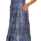 Sakkas Laney Tie Dye Lace Smocked Empire Waist Long Picot Hem Dress