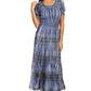 Sakkas Laney Tie Dye Lace Smocked Empire Waist Long Picot Hem Dress