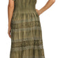 Sakkas Laney Tie Dye Lace Smocked Empire Waist Long Picot Hem Dress