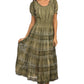 Sakkas Laney Tie Dye Lace Smocked Empire Waist Long Picot Hem Dress