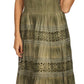Sakkas Laney Tie Dye Lace Smocked Empire Waist Long Picot Hem Dress