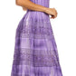 Sakkas Laney Tie Dye Lace Smocked Empire Waist Long Picot Hem Dress