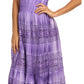 Sakkas Laney Tie Dye Lace Smocked Empire Waist Long Picot Hem Dress